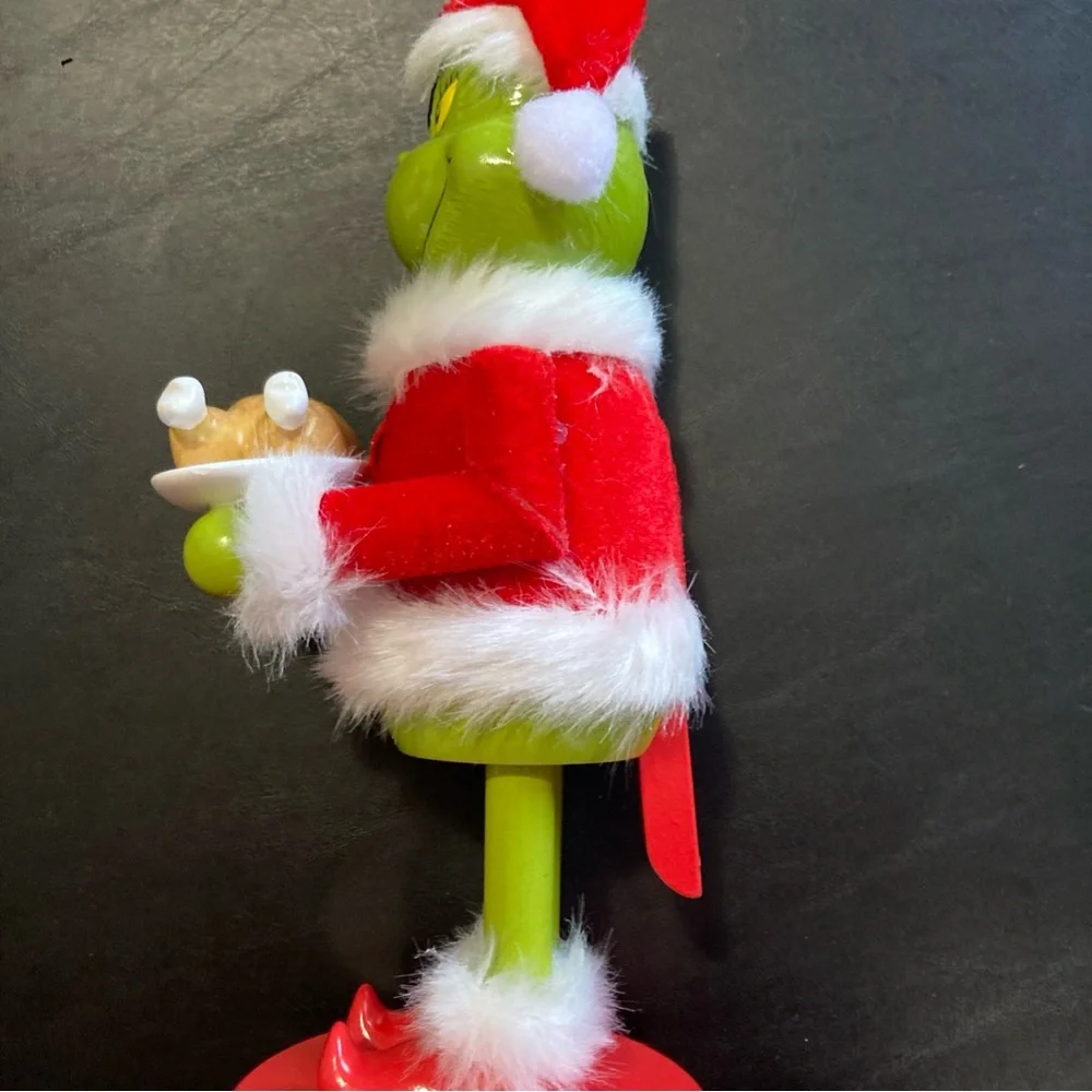 THE GRINCH Dr Seuss w/ Turkey Wood Nutcracker Santa 11” New Grinchmas - Picture 6 of 11